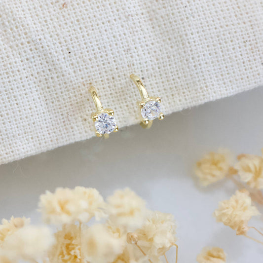 Mesa Blue - Zircon Tiny Huggie Hoop Earrings -Hypoallergenic, Sterling S