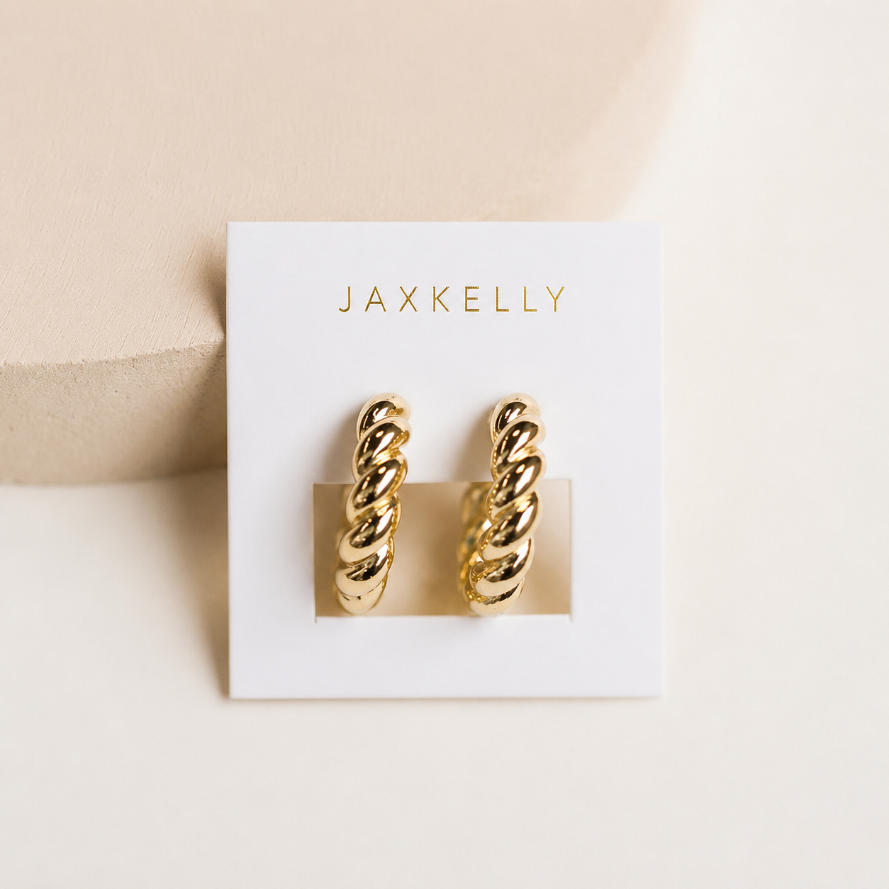 JaxKelly - Gold Hoop - Twisted - Gold Earrings