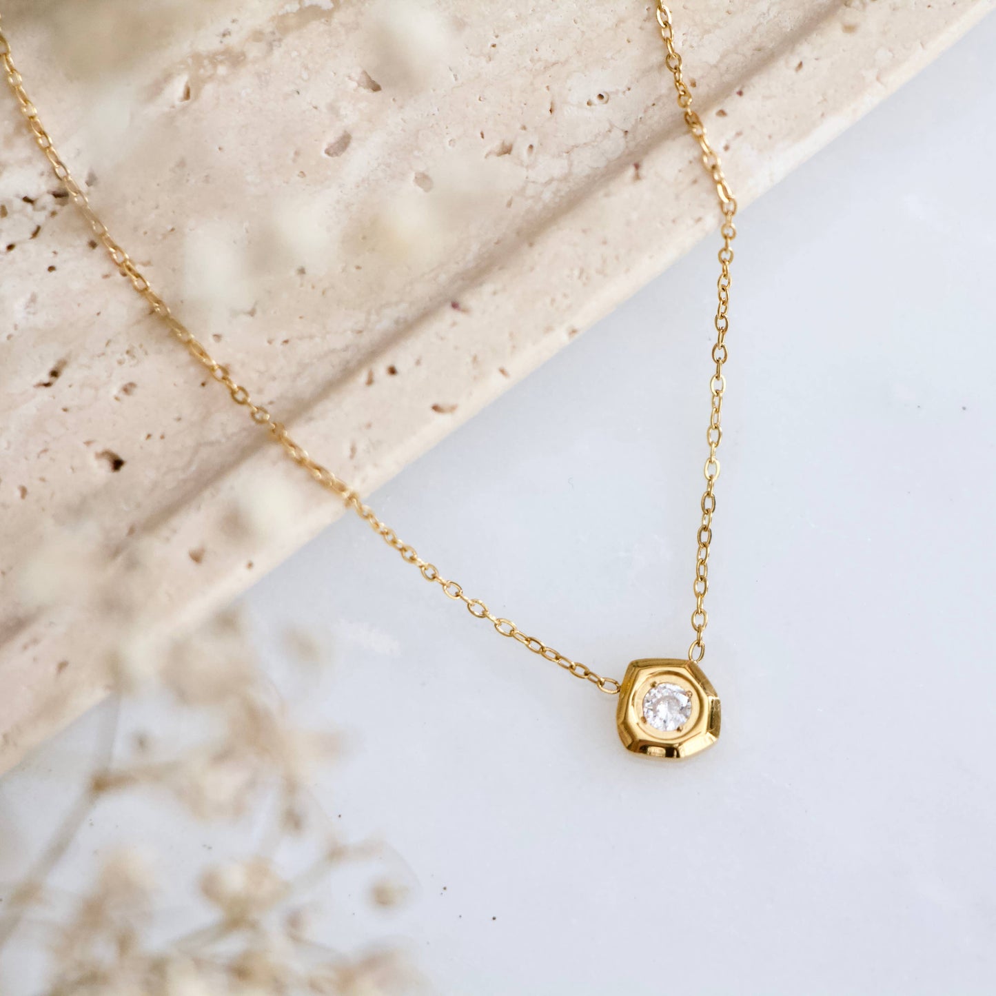 Mesa Blue - Zircon Geometric Nugget Necklace - Waterproof