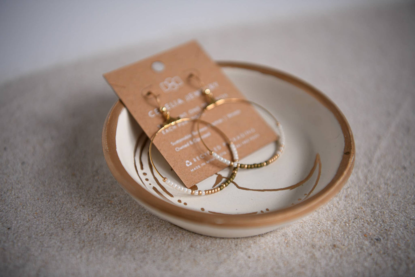 Cecelia Designs Jewelry - Seed Bead and Gold Plated Hoop Earring