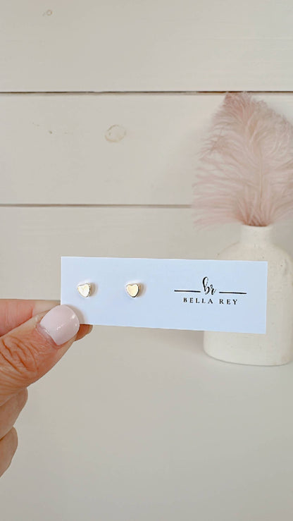 Bella Rey jewelry - The Corley 18k gold plated heart stud earrings