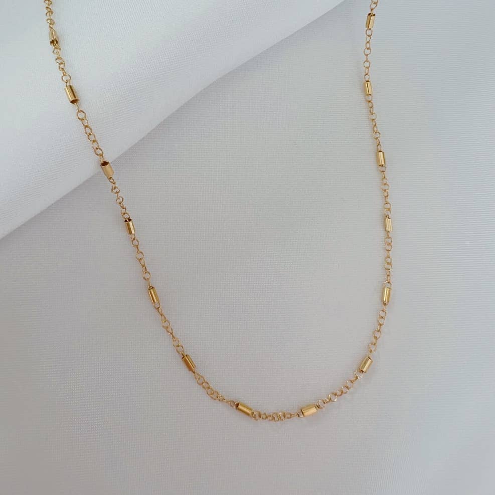 True by Kristy Jewelry - Jake Bar Cable Layering Chain Necklace Gold Filled