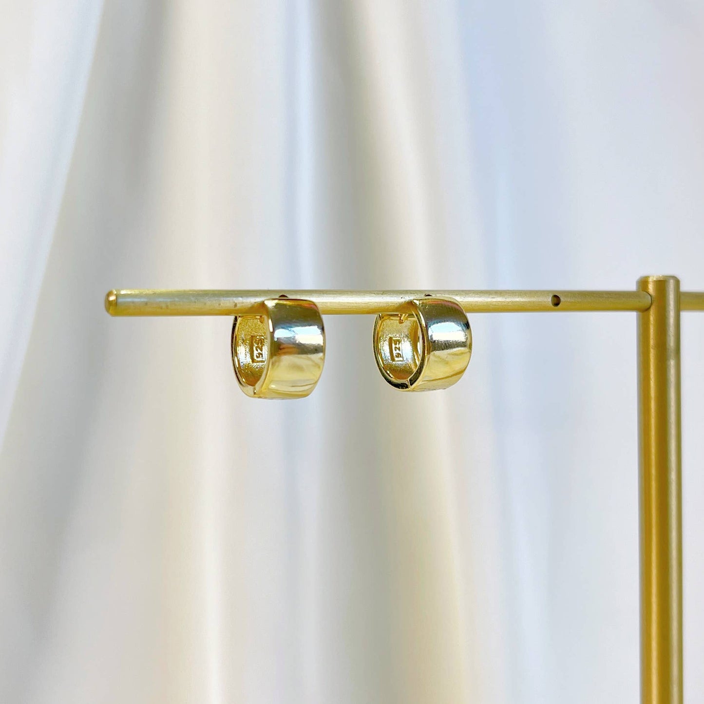 Melange Blanc - E233 wide huggie hoops, gold wide huggie, gold hoops