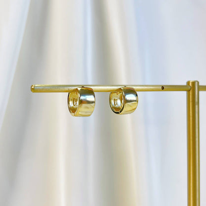 Melange Blanc - E233 wide huggie hoops, gold wide huggie, gold hoops
