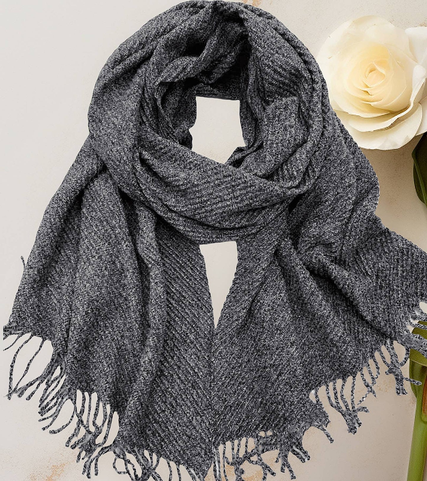 JC Sunny Fashion - JC021031 Luxuriously Soft Herringbone Crinkled Scarf
