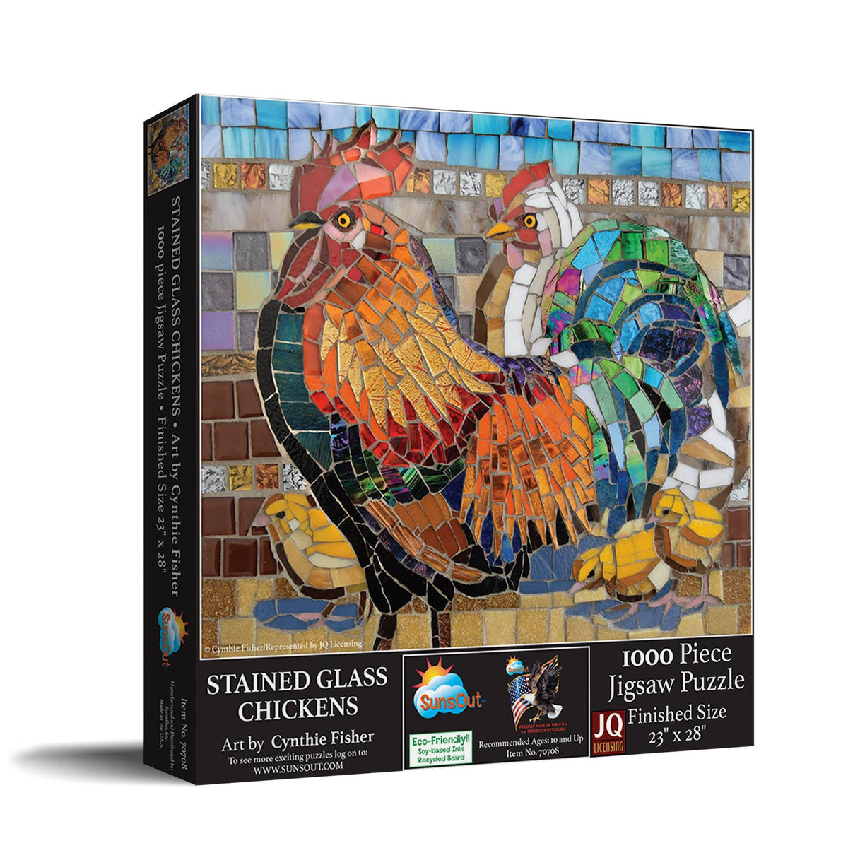 SunsOut - 5316 Stained Glass Chickens 1000 pc Puzzle