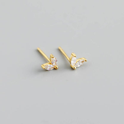 Melange Blanc - E100 gold flower stud earring, gold stud, flower studs