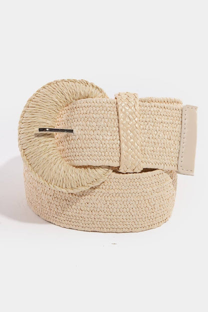 Collections by Fame Accessories - Large Braided Buckle Elastic Belt