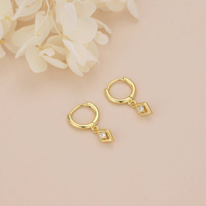 Melange Blanc - E181 dangle hoop earring, dangle earring, gold dangle