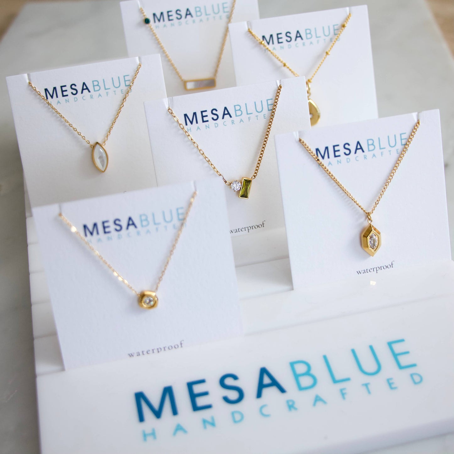 Mesa Blue - Zircon Geometric Nugget Necklace - Waterproof