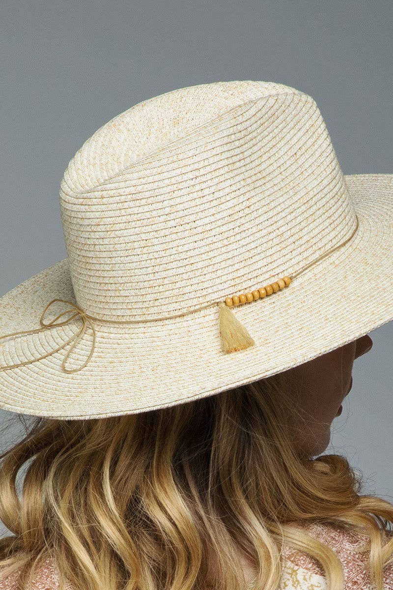 Urbanista - Duo-Tone Panama Hat with Wood Beads