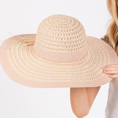 Hana - Striped Pattern Wide Brim Summer Floppy Sun Hat
