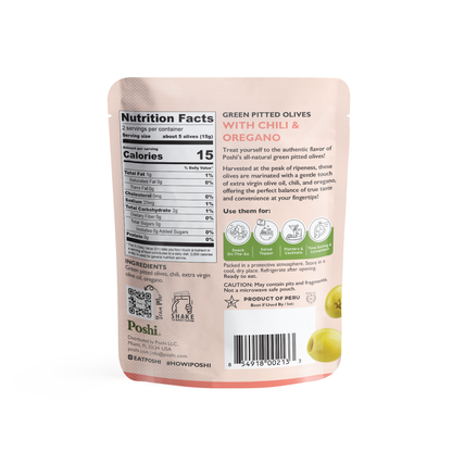 POSHI - Poshi Snack - Chili & Oregano Pitted Green Olives 1.1oz/10ct