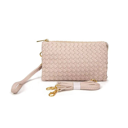 MiMi Wholesale - 7050 Kathy Woven Three Compartment Clutch/Crossbody Bag