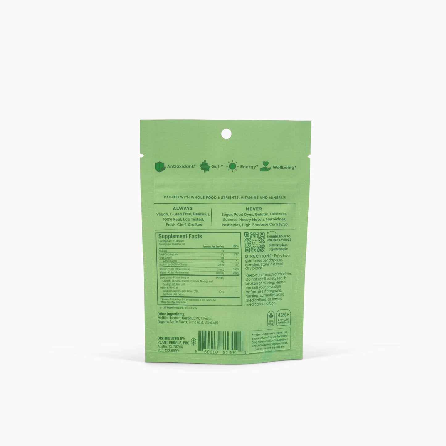 Plant People - Grab-n-Go Size: WonderGreens Mushroom Gummies
