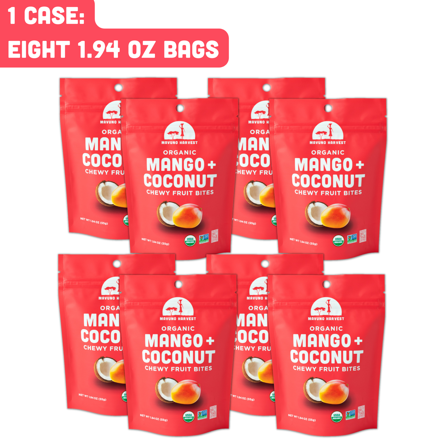 Mavuno Harvest Organics - Organic Mango + Coconut Fruit Bites, 8-pack case