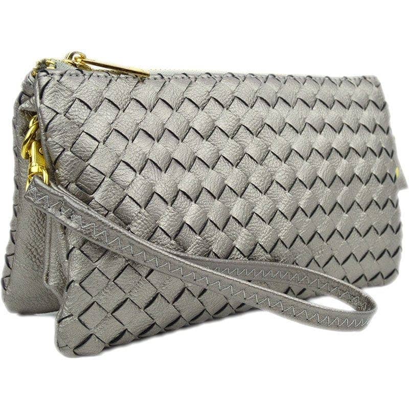 MiMi Wholesale - 7050 Kathy Woven Three Compartment Clutch/Crossbody Bag