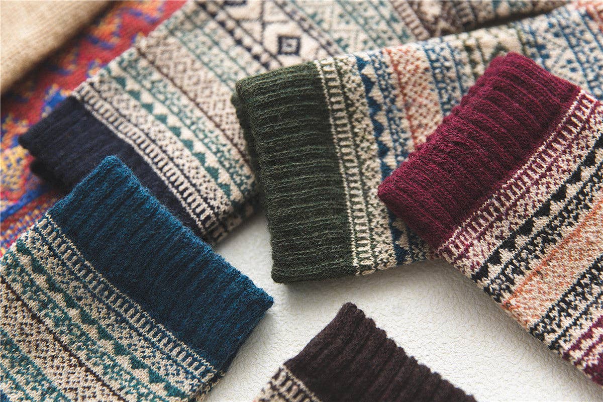 Funkyrel® Atzbranding Limited - Rufia - 5 Pairs Unisex Bohemian Wool Blend Socks