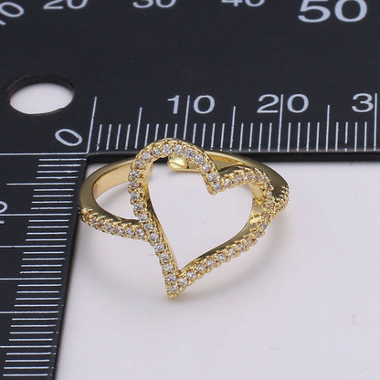 Aim Eternal - Dainty Gold Heart Ring, Love Ring, Open Heart RinG Adjustable Open Ring, Gold Stacking Ring Minimalist Heart Ring, Anniversary Gift for her