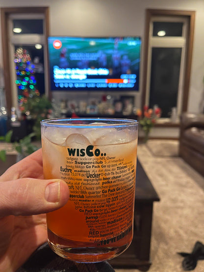 Flags Over Wisconsin - Wisco Lingo Rocks Glass