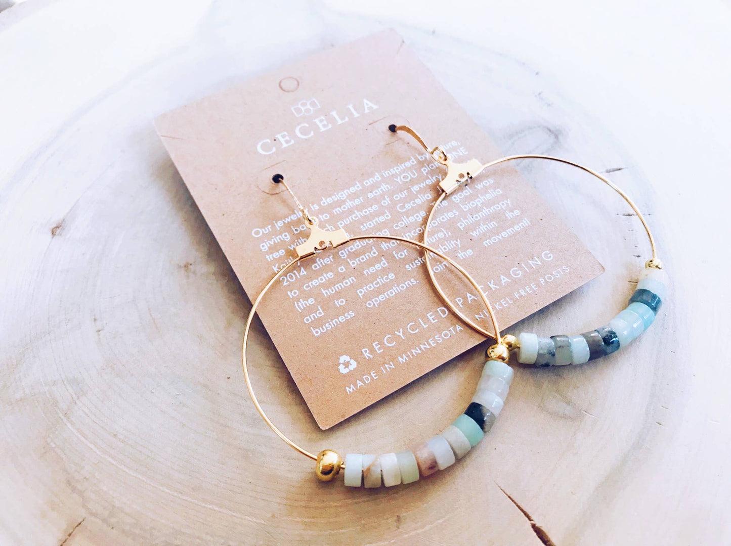 Cecelia Designs Jewelry - Gemstone and Gold Plated Hoop Earrings