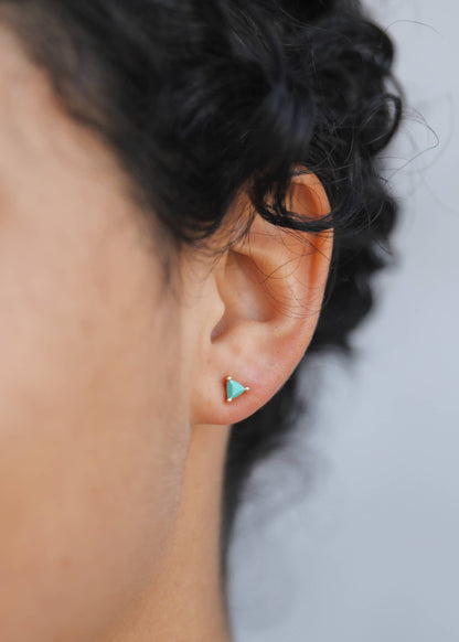 JaxKelly - Mini Energy Gem - Turquoise - Gold Earrings