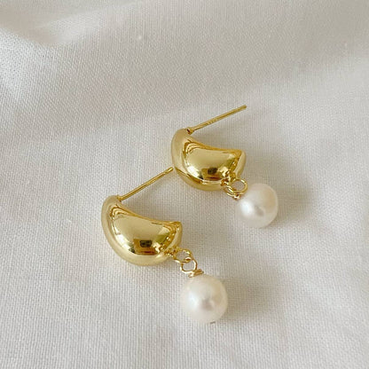 True by Kristy Jewelry - Kira Freshwater Pearl Dome Studs Earrings Gold Filled
