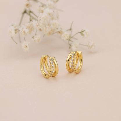 Melange Blanc - E182 double hoop huggie earring, double hoop earring