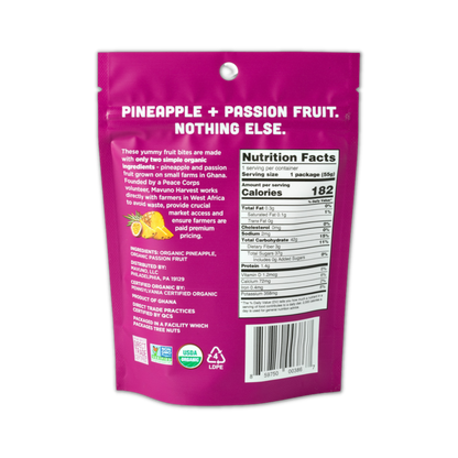 Mavuno Harvest Organics - Organic Pineapple & Passionfruit Fruit Bites, 8-pack case