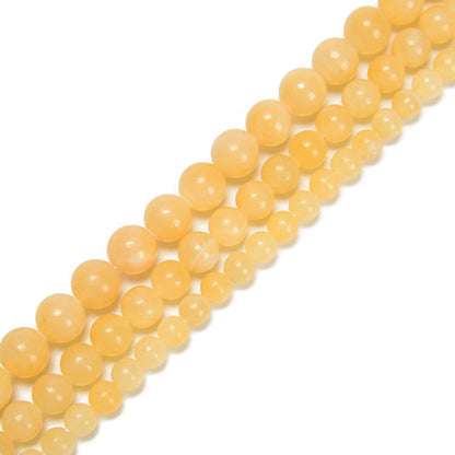 CRCBEADS - Natural Yellow Jade Smooth Round Beads Size 6mm 8mm 10mm 15.5'' Strand