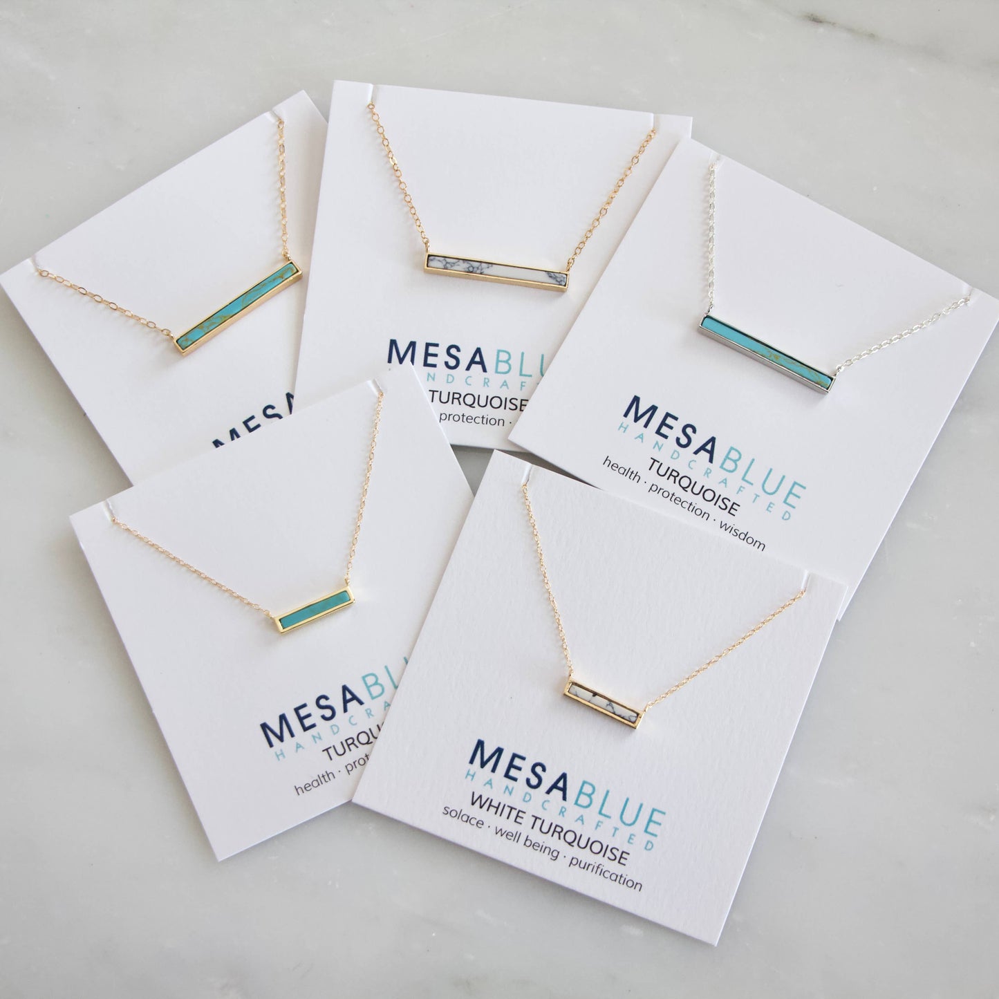 Mesa Blue - Turquoise, White Turquoise Bar Necklace