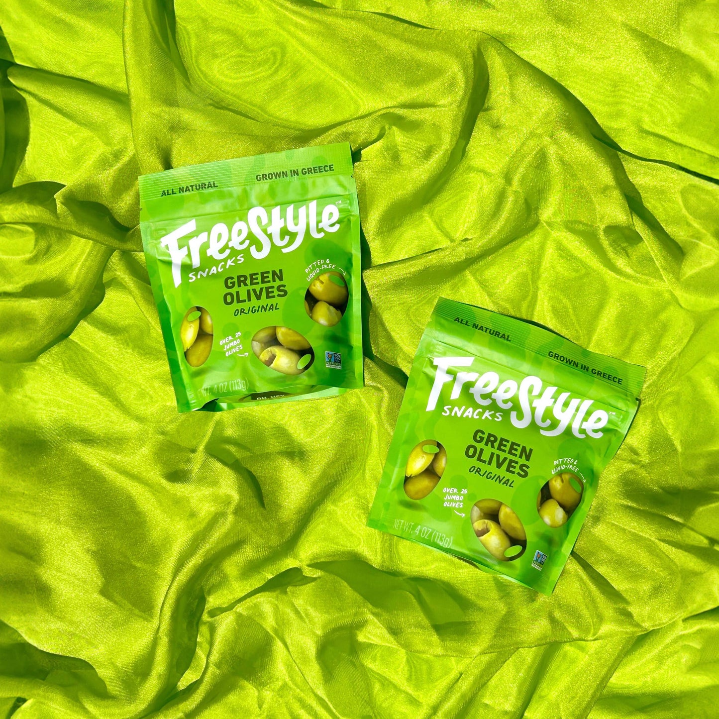 Freestyle Snacks - Green Olives Original 4oz - Freestyle Snacks