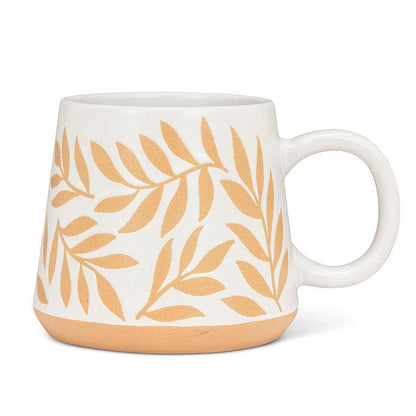 Abbott - Oversized Mug with Leaves-4"H(17oz)