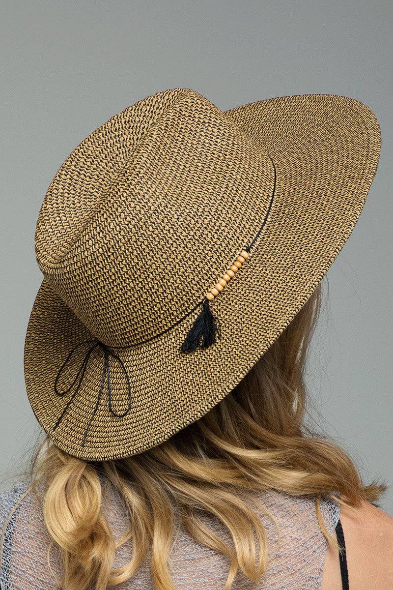 Urbanista - Duo-Tone Panama Hat with Wood Beads