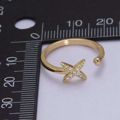 Aim Eternal - Dainty Star Ring - Minimalist Ring - Celestial Jewelry Stacking Rings Thin Gold Filled Band Ring Open Adjustable Jewelry S-518