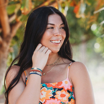 KL101 K'lani hair tie bracelets - "Imagine" Gold Rainbow with Colorful Beads Necklace Set