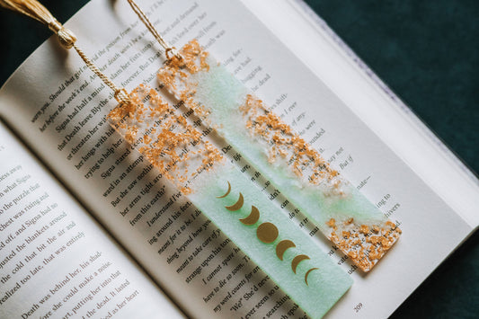 Dège Creative - Sage Green Moon Phases & Geode Bookmark